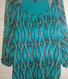 Turquoise cold shoulder top